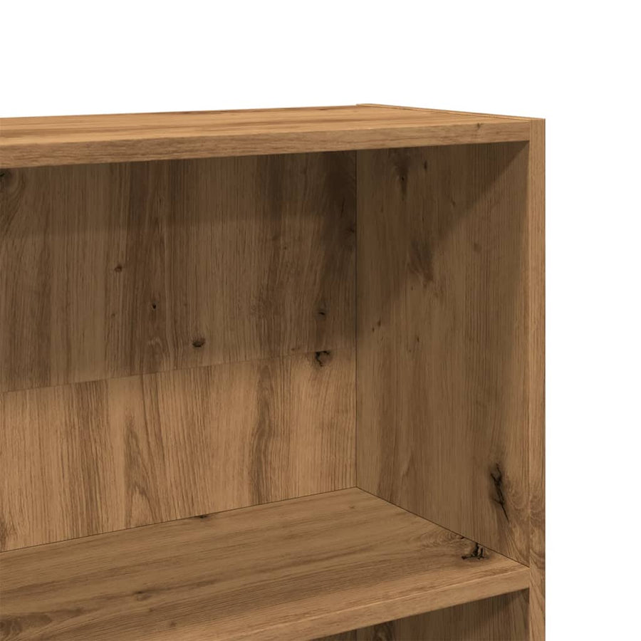 Boekenkast 80x24x176 cm bewerkt hout artisanaal eikenkleurig