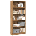 Boekenkast 80x24x176 cm bewerkt hout eikenkleurig
