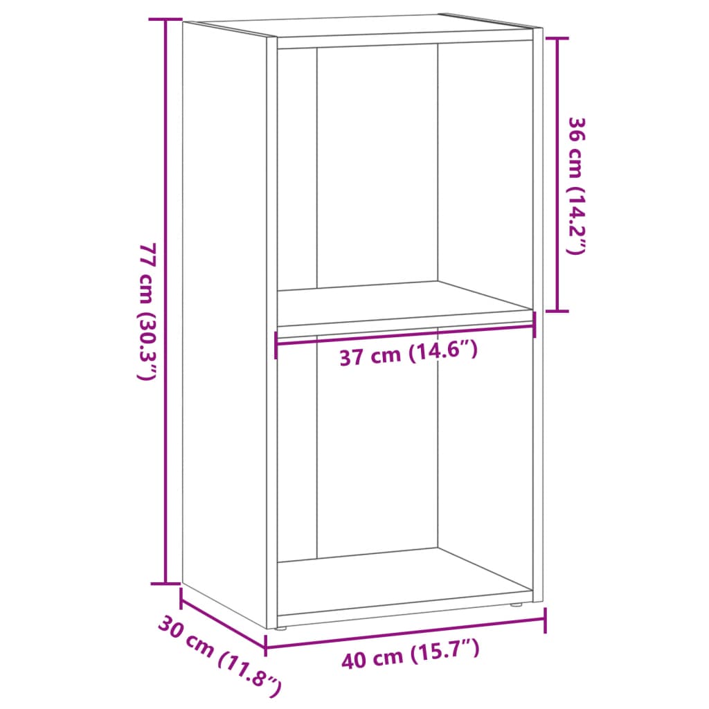 Boekenkast 40x30x77 cm bewerkt hout gerookt eikenkleurig