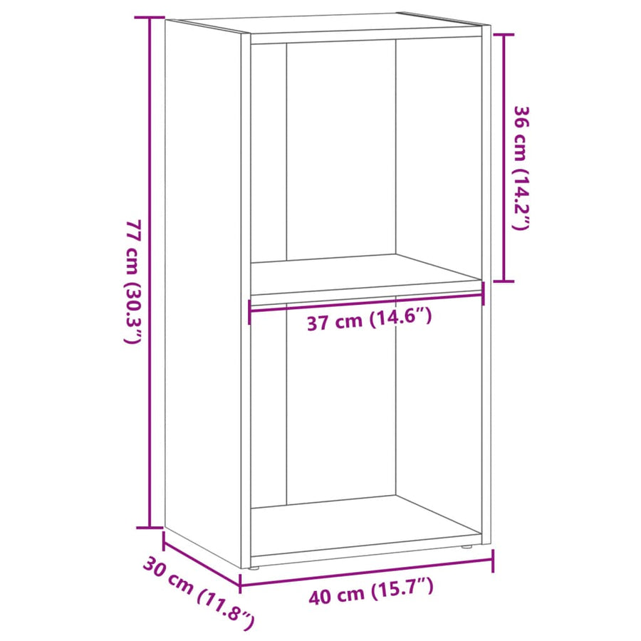 Boekenkast 40x30x77 cm bewerkt hout gerookt eikenkleurig