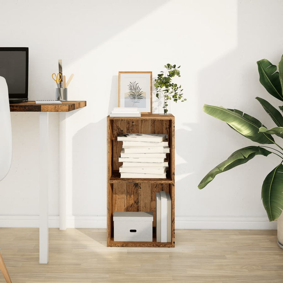 Boekenkast 40x30x77 cm bewerkt hout oud houtkleurig