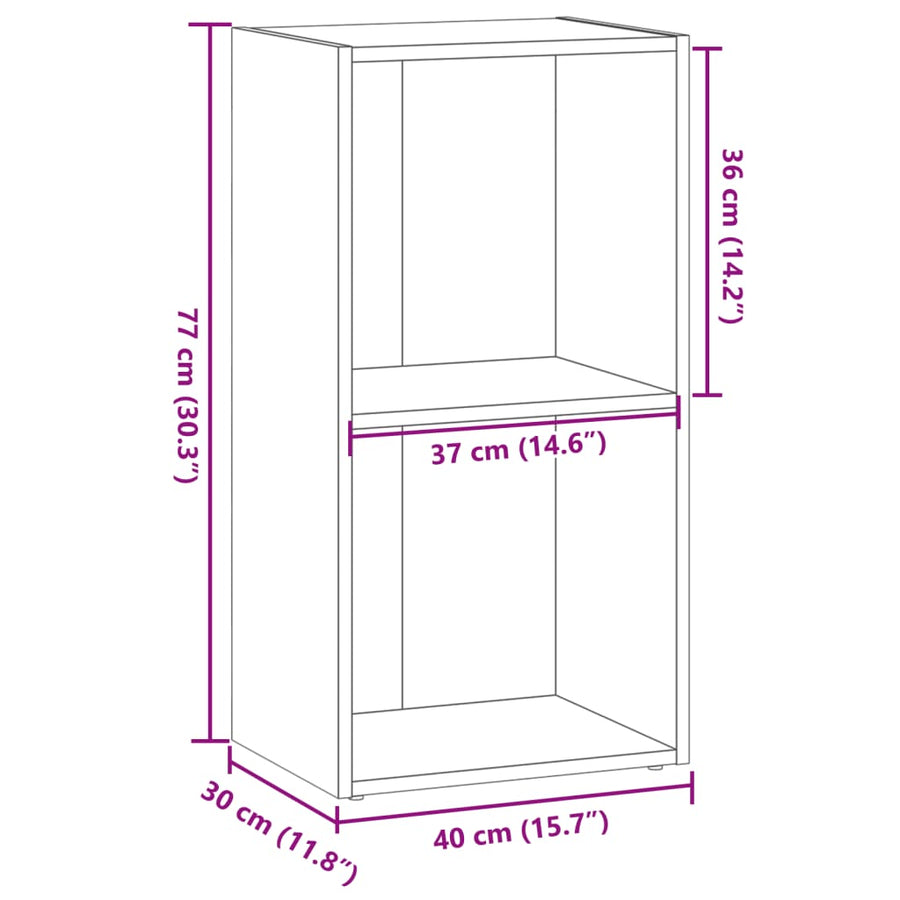 Boekenkast 40x30x77 cm bewerkt hout oud houtkleurig