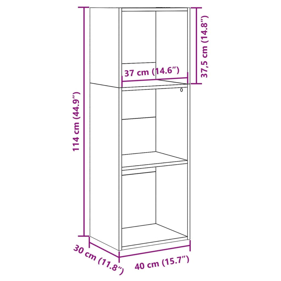 Boekenkast 40x30x114 cm bewerkt hout gerookt eikenkleurig