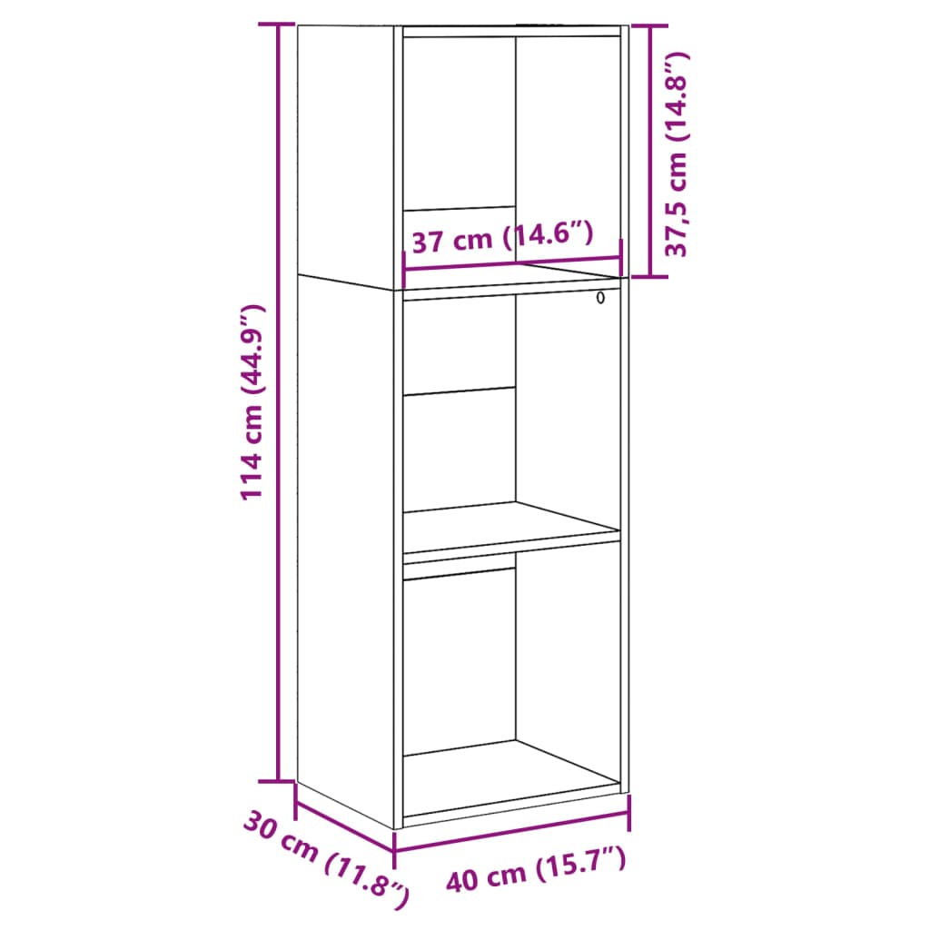 Boekenkast 40x30x114 cm bewerkt hout oud houtkleurig