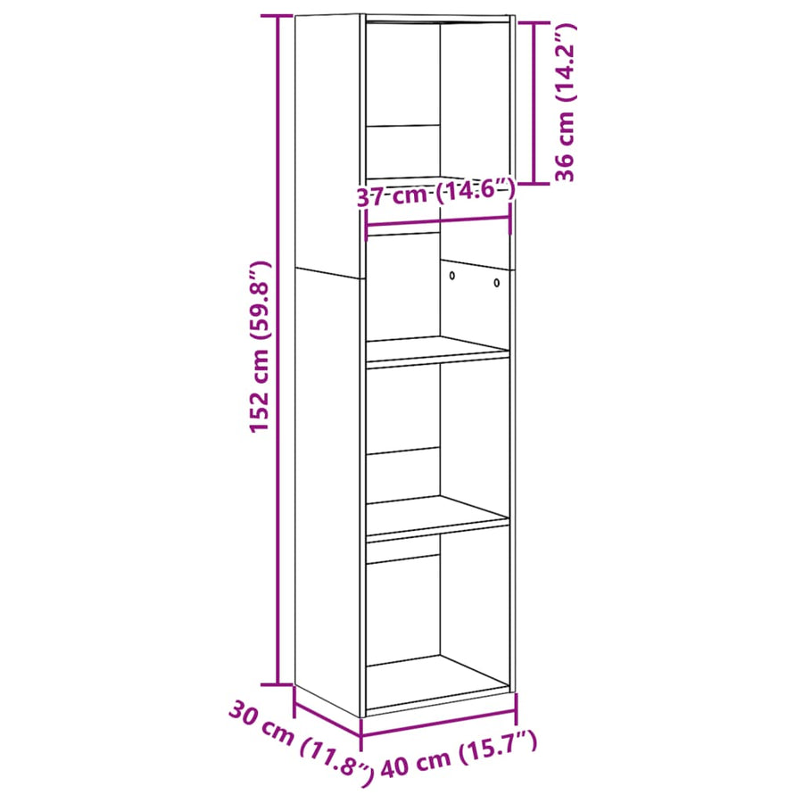 Boekenkast 40x30x152 cm bewerkt hout betongrijs