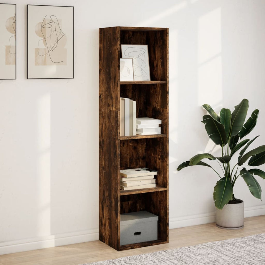 Boekenkast 40x30x152 cm bewerkt hout gerookt eikenkleurig