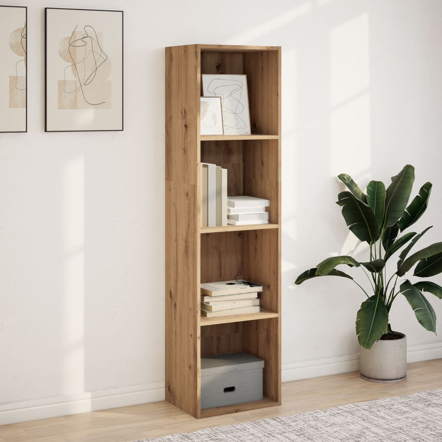 Boekenkast 40x30x152 cm bewerkt hout artisanaal eikenkleurig
