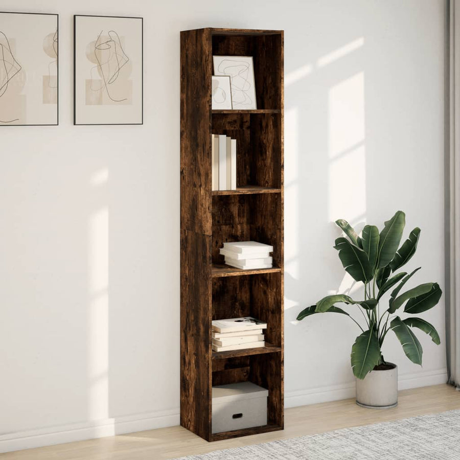 Boekenkast 40x30x189 cm bewerkt hout gerookt eikenkleurig