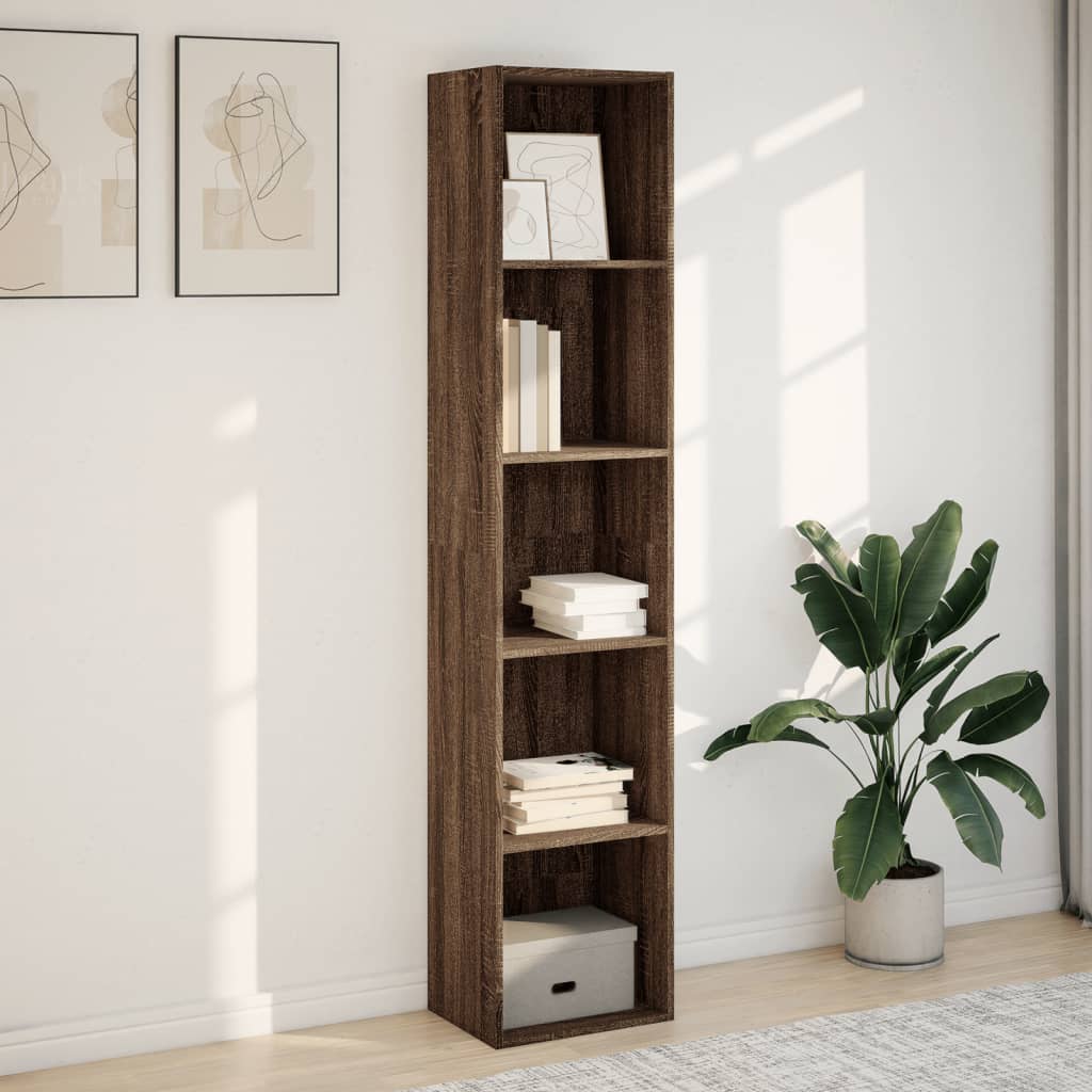 Boekenkast 40x30x189 cm bewerkt hout bruin eikenkleurig