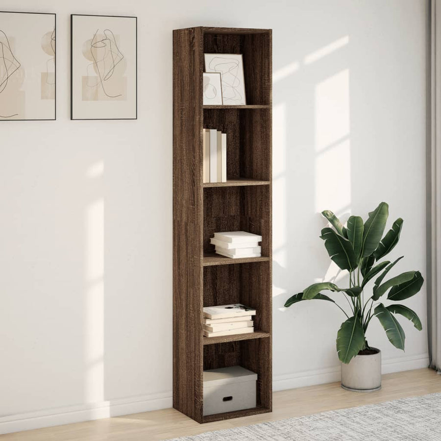 Boekenkast 40x30x189 cm bewerkt hout bruin eikenkleurig