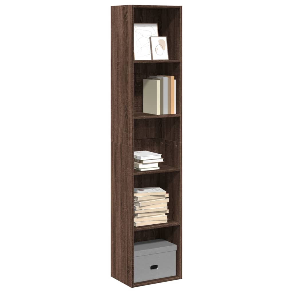 Boekenkast 40x30x189 cm bewerkt hout bruin eikenkleurig