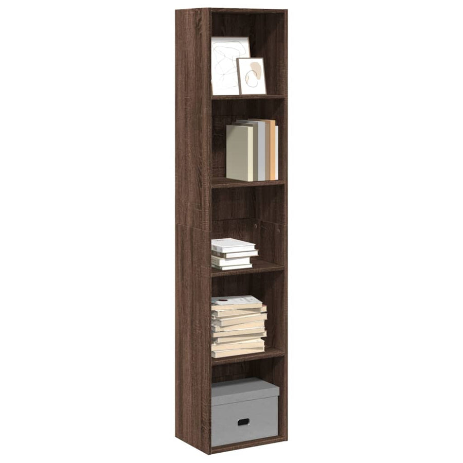 Boekenkast 40x30x189 cm bewerkt hout bruin eikenkleurig