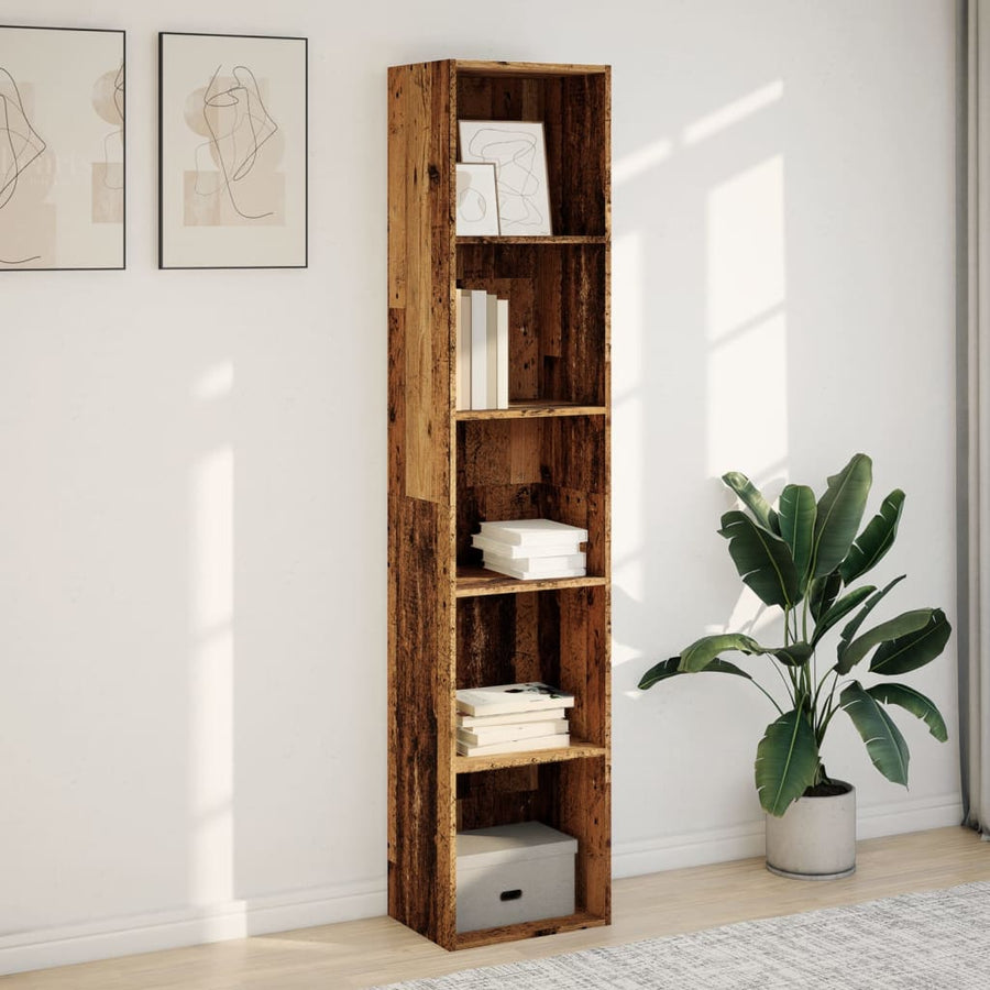 Boekenkast 40x30x189 cm bewerkt hout oud houtkleurig