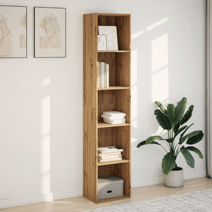 Boekenkast 40x30x189 cm bewerkt hout artisanaal eikenkleurig