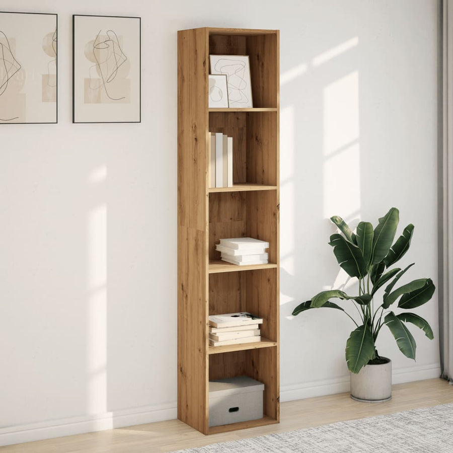 Boekenkast 40x30x189 cm bewerkt hout artisanaal eikenkleurig