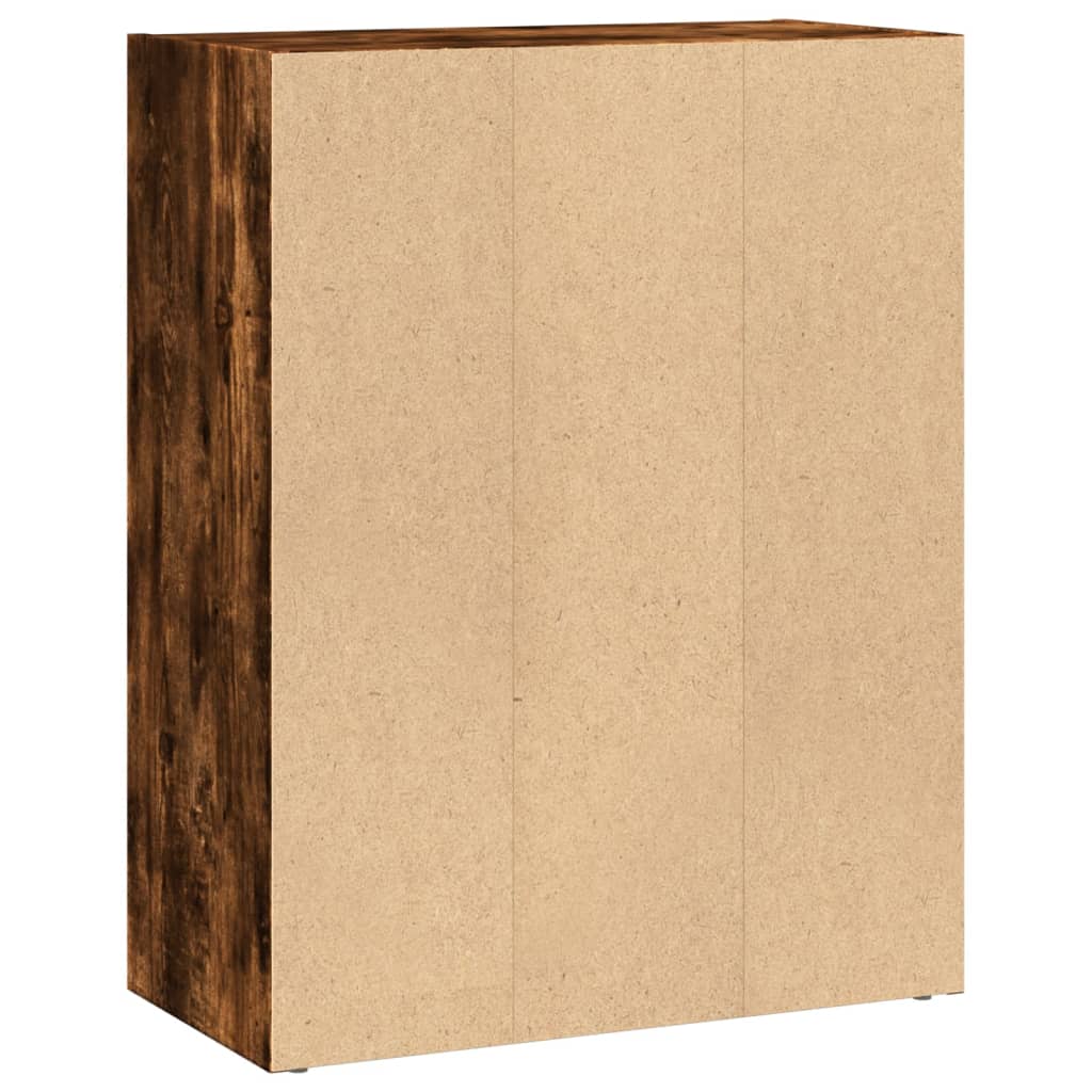 Boekenkast 60x30x77 cm bewerkt hout gerookt eikenkleurig