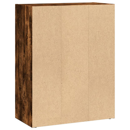 Boekenkast 60x30x77 cm bewerkt hout gerookt eikenkleurig