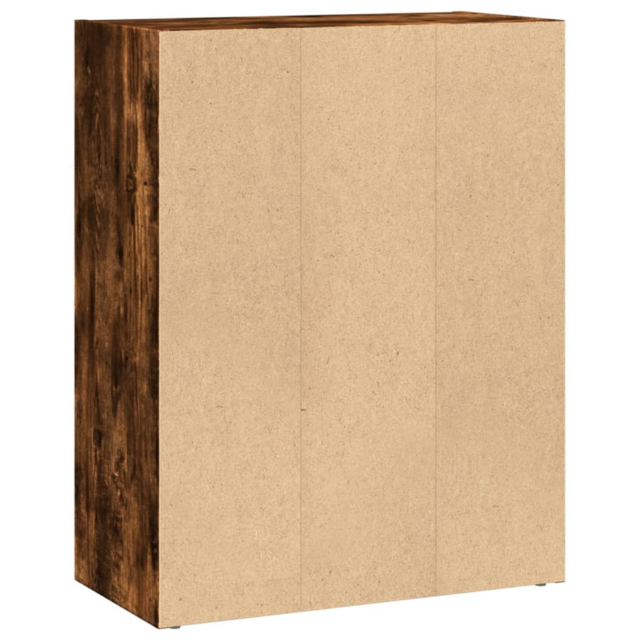 Boekenkast 60x30x77 cm bewerkt hout gerookt eikenkleurig