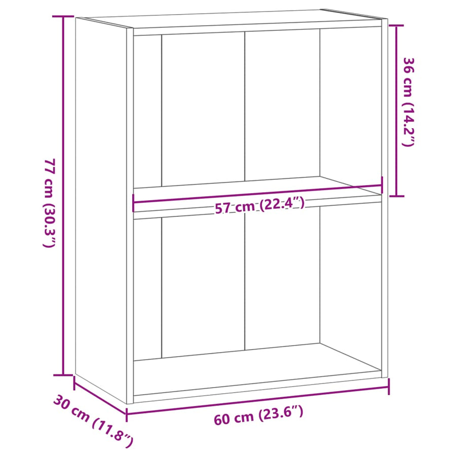 Boekenkast 60x30x77 cm bewerkt hout gerookt eikenkleurig