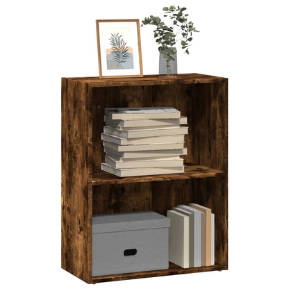 Boekenkast 60x30x77 cm bewerkt hout gerookt eikenkleurig