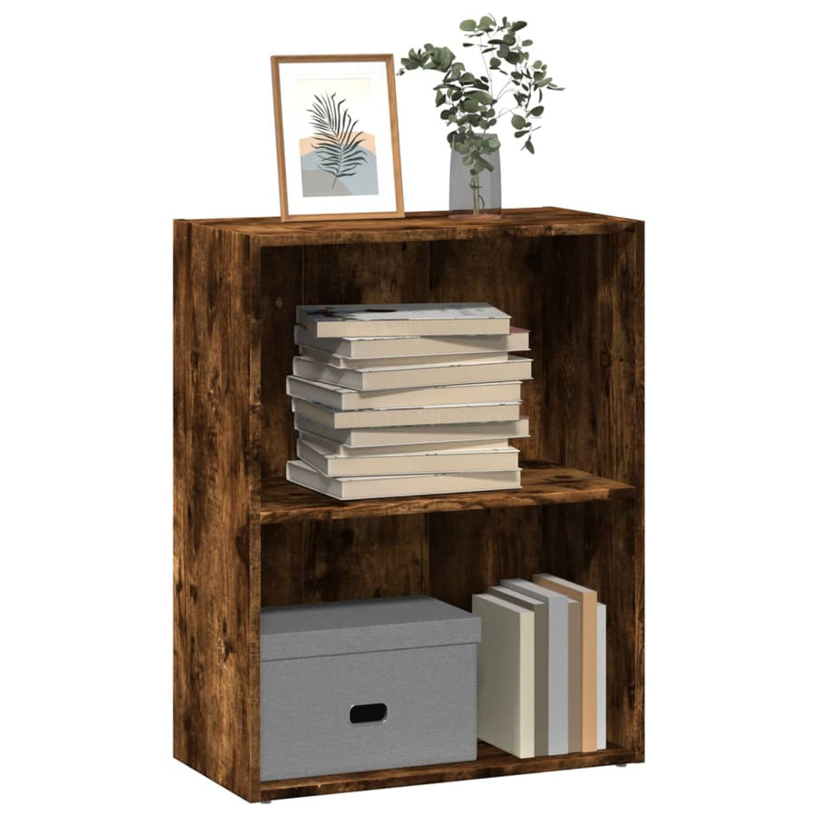Boekenkast 60x30x77 cm bewerkt hout gerookt eikenkleurig