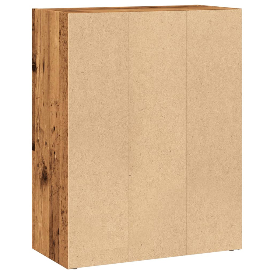 Boekenkast 60x30x77 cm bewerkt hout oud houtkleurig