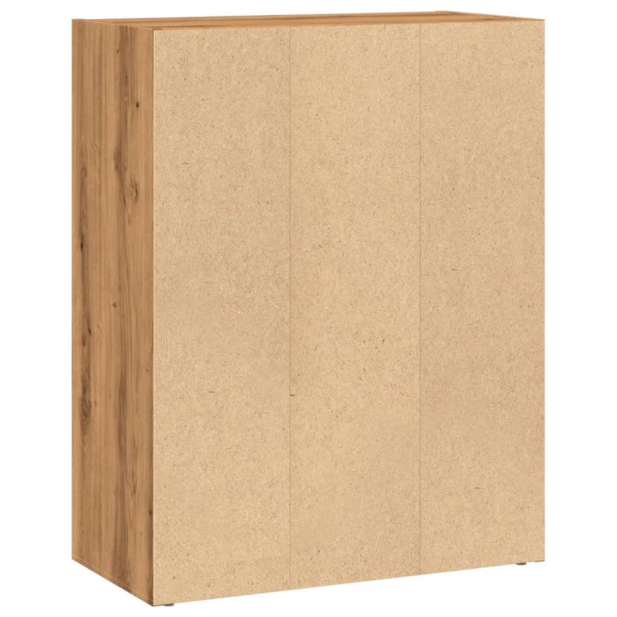 Boekenkast 60x30x77 cm bewerkt hout artisanaal eikenkleurig