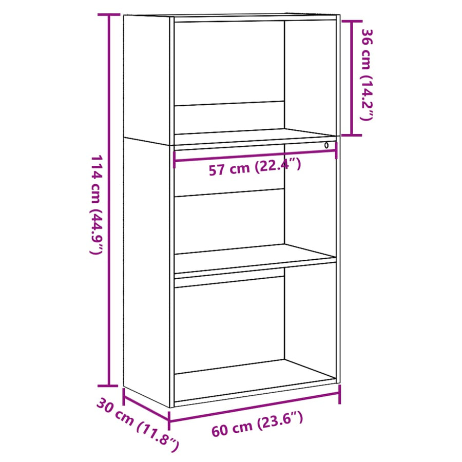 Boekenkast 60X30X Bewerkt Hout Wit 60 cm