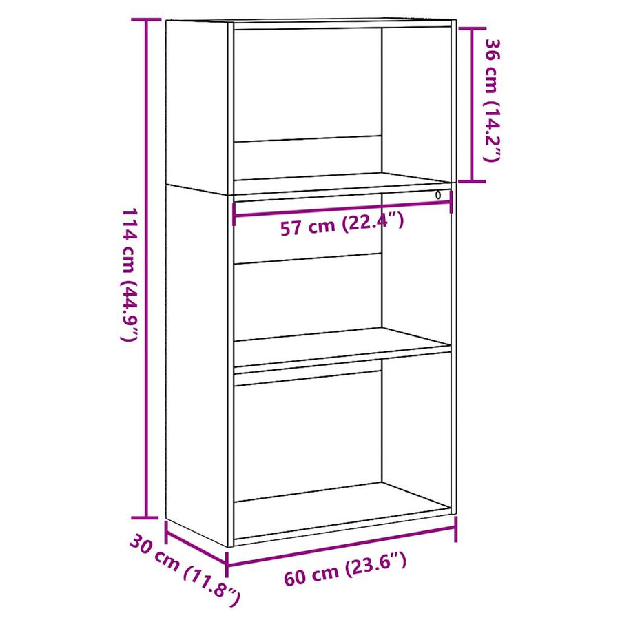 Boekenkast 60x30x114 cm bewerkt hout sonoma eikenkleurig
