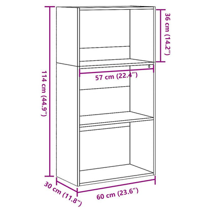 Boekenkast 60x30x114 cm bewerkt hout oud houtkleurig