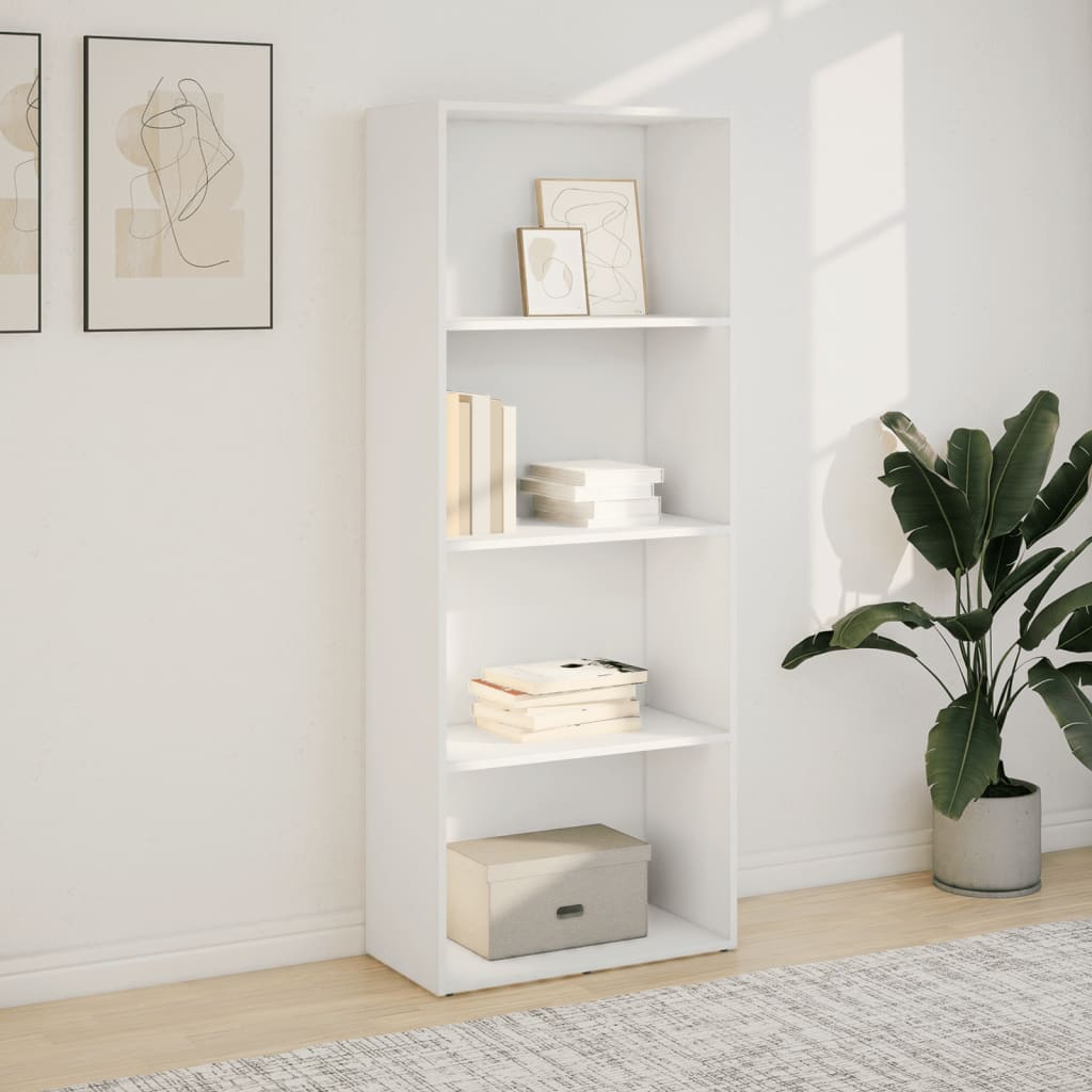Boekenkast 60x30x152 cm bewerkt hout wit