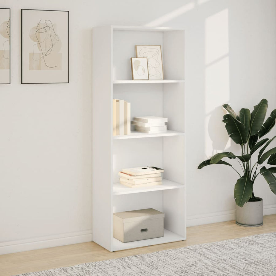 Boekenkast 60x30x152 cm bewerkt hout wit