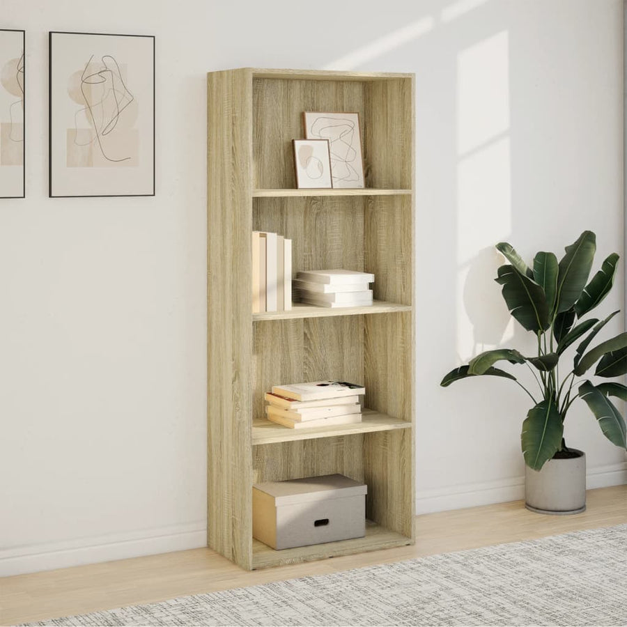 Boekenkast 60x30x152 cm bewerkt hout sonoma eikenkleurig