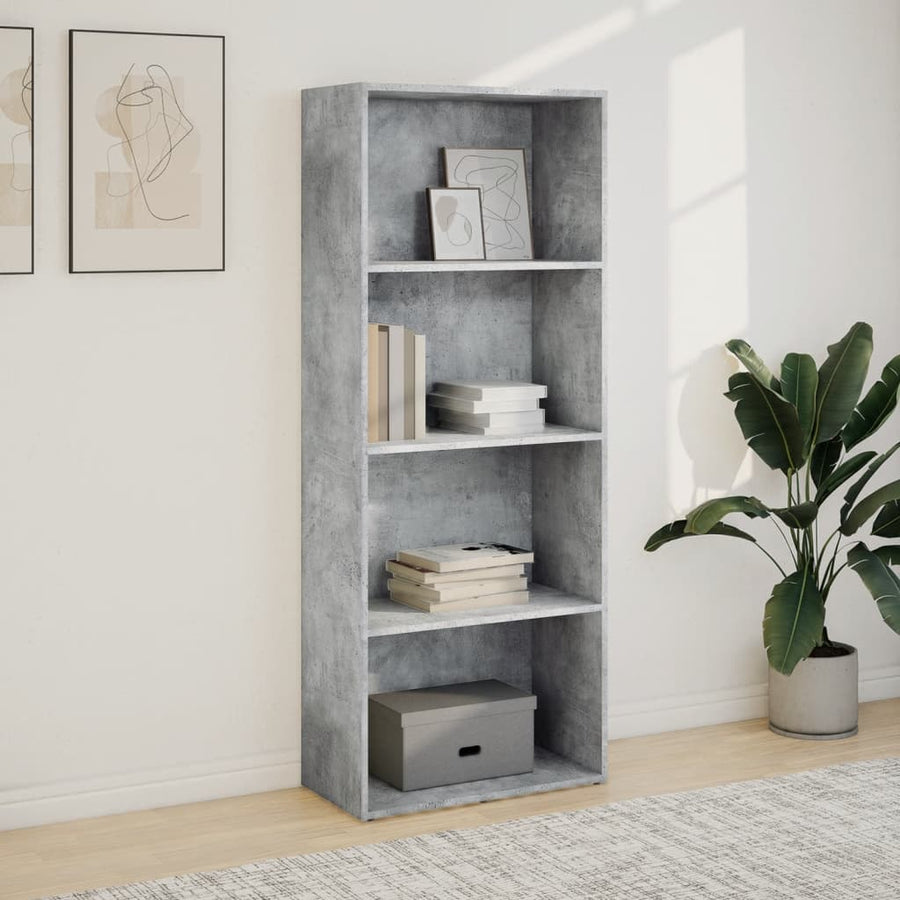 Boekenkast 60x30x152 cm bewerkt hout betongrijs