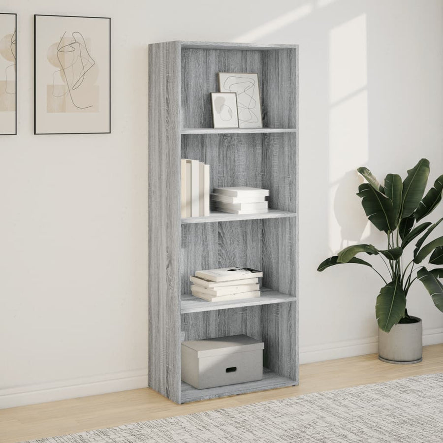 Boekenkast 60x30x152 cm bewerkt hout grijs sonoma eikenkleurig