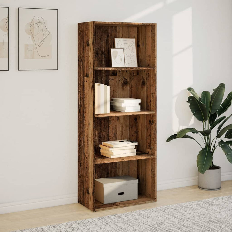 Boekenkast 60x30x152 cm bewerkt hout oud houtkleurig
