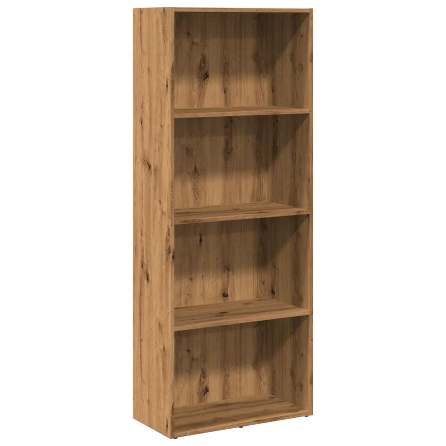 Boekenkast 60x30x152 cm bewerkt hout artisanaal eikenkleurig