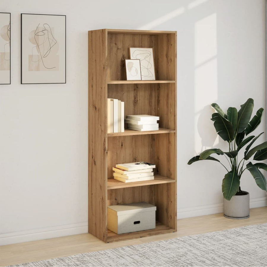 Boekenkast 60x30x152 cm bewerkt hout artisanaal eikenkleurig