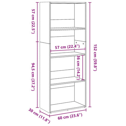 Boekenkast 60x30x152 cm bewerkt hout artisanaal eikenkleurig
