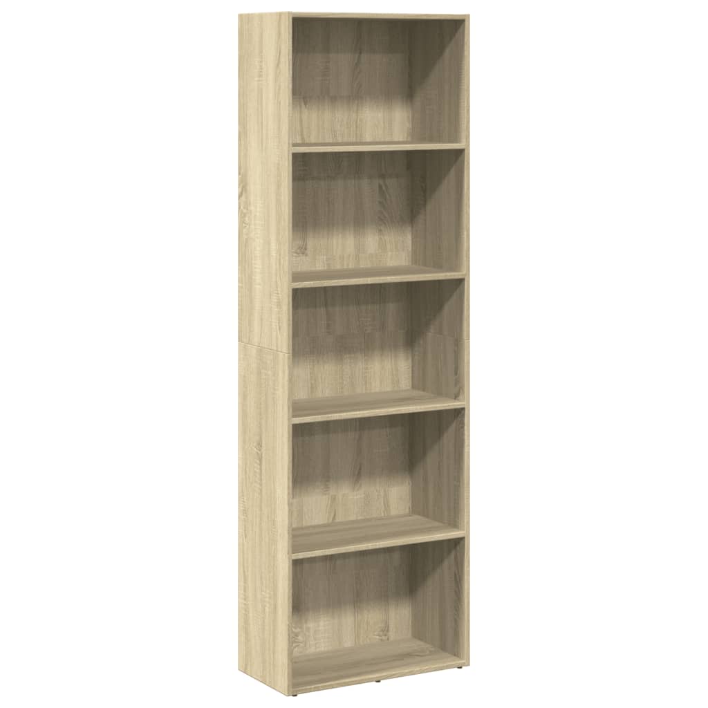 Boekenkast 60x30x189 cm bewerkt hout sonoma eikenkleurig