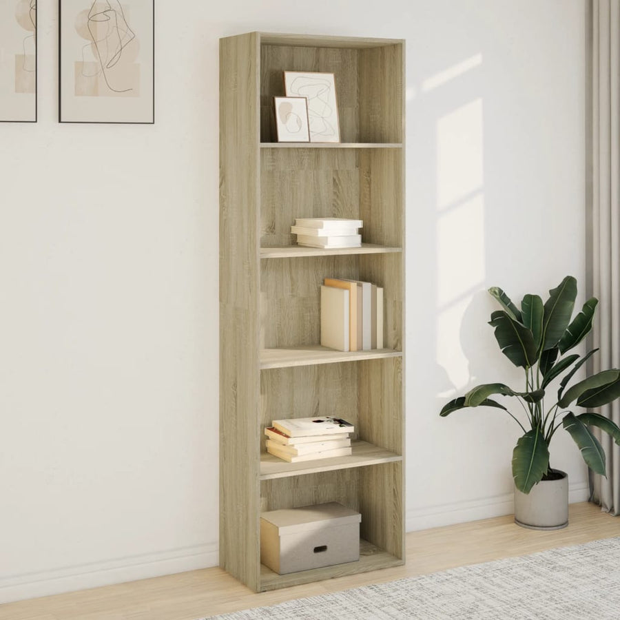 Boekenkast 60x30x189 cm bewerkt hout sonoma eikenkleurig