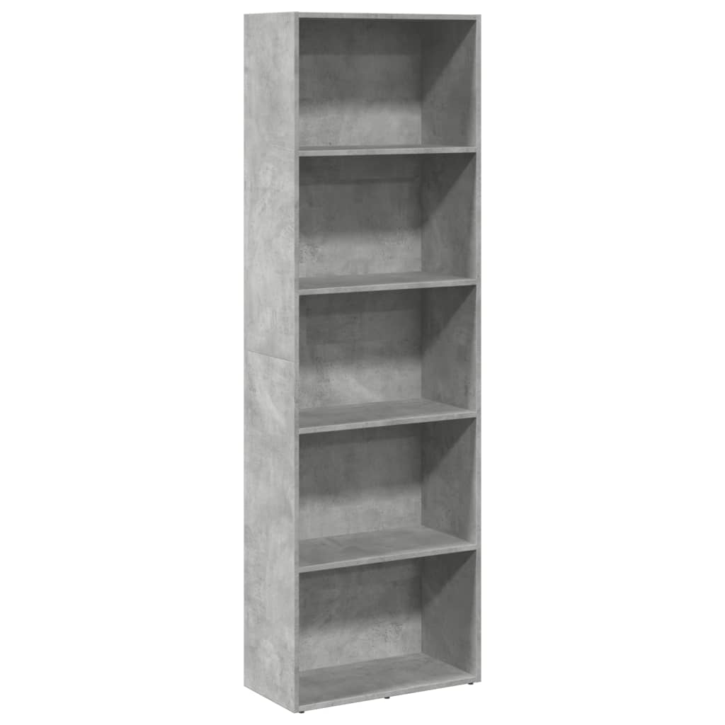 Boekenkast 60x30x189 cm bewerkt hout betongrijs