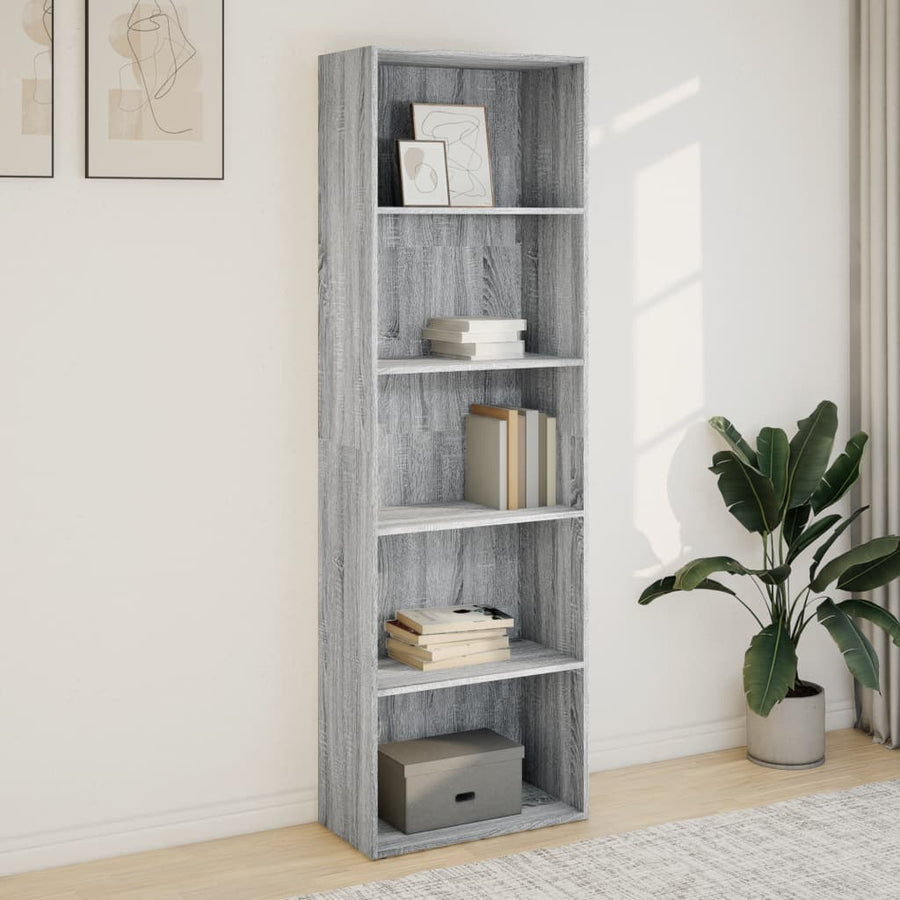 Boekenkast 60x30x189 cm bewerkt hout grijs sonoma eikenkleurig