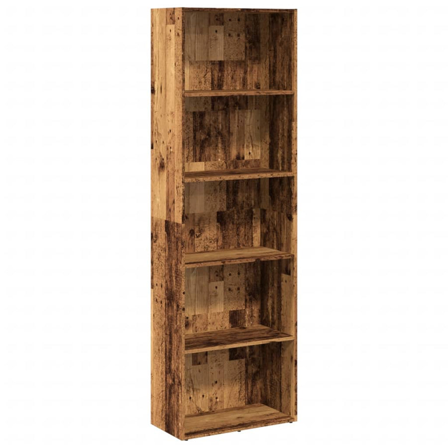 Boekenkast 60x30x189 cm bewerkt hout oud houtkleurig