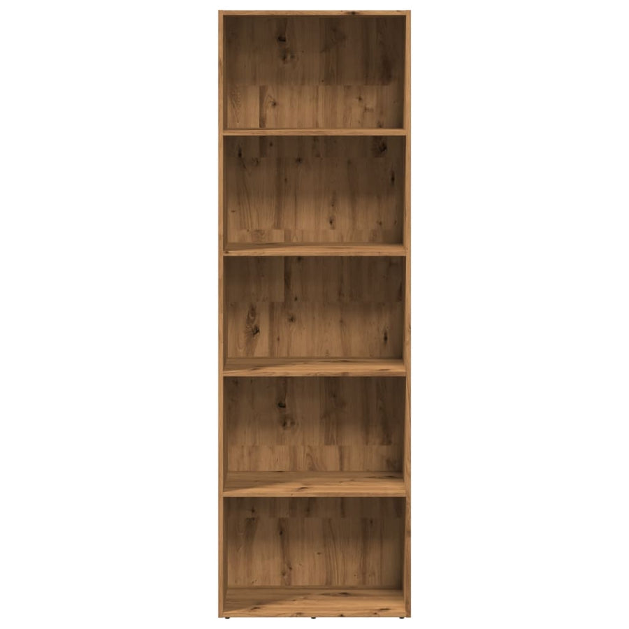 Boekenkast 60x30x189 cm bewerkt hout artisanaal eikenkleurig