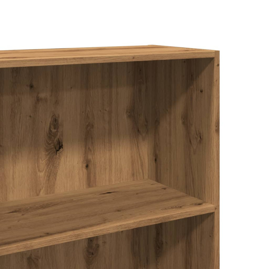 Boekenkast 60x30x189 cm bewerkt hout artisanaal eikenkleurig