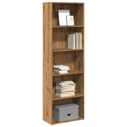 Boekenkast 60x30x189 cm bewerkt hout artisanaal eikenkleurig
