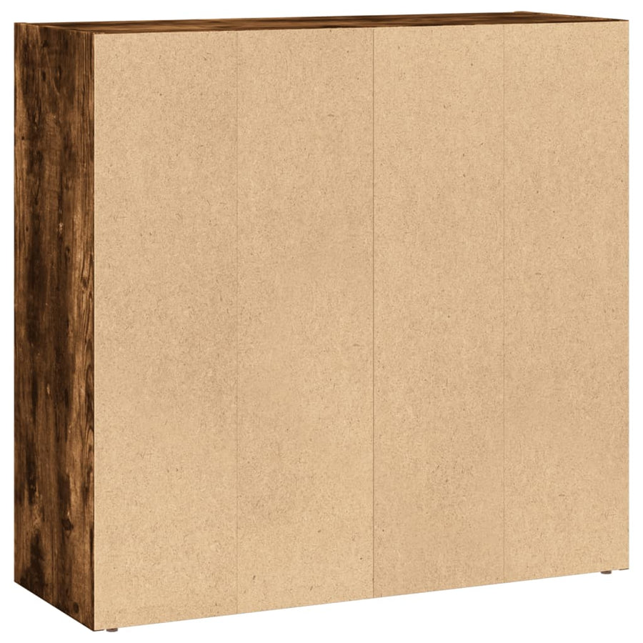 Boekenkast 80x30x77 cm bewerkt hout gerookt eikenkleurig
