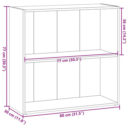 Boekenkast 80x30x77 cm bewerkt hout gerookt eikenkleurig