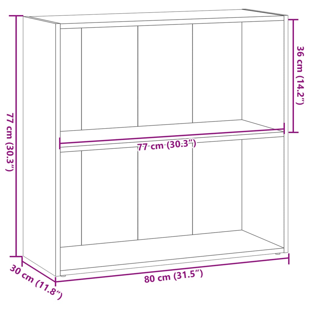 Boekenkast 80x30x77 cm bewerkt hout grijs sonoma eikenkleurig